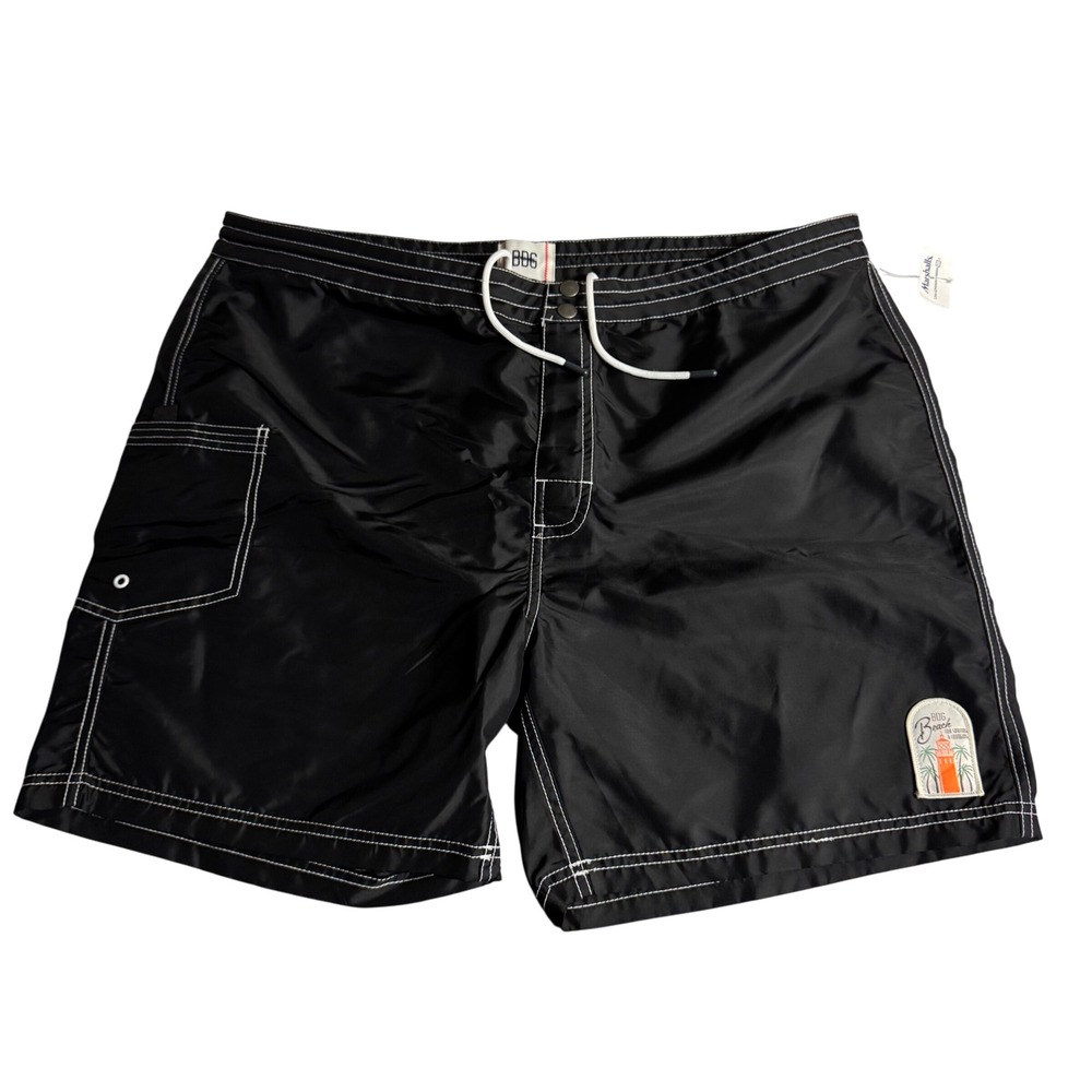 BDG Beach Black Swim Trunks XL Surfing‎ Lounging Lighthouse Patch